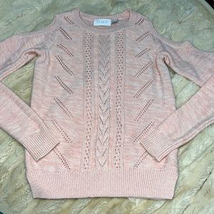 5/$25 Girls Cable Knit Cold Shoulder Long Sleeve Sweat Top Size M 7/8 PLACE